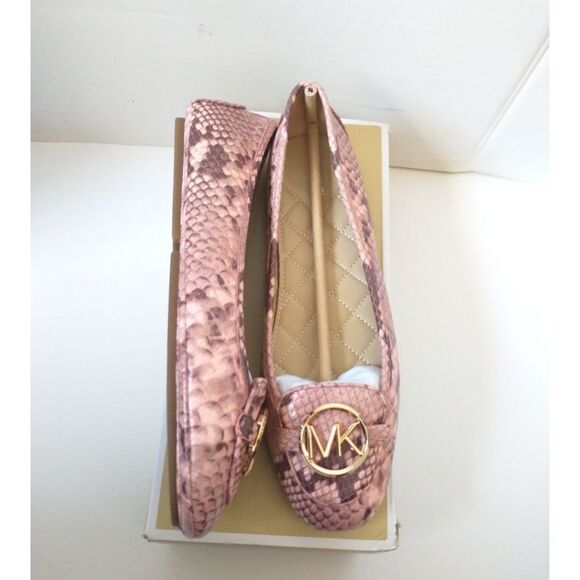 New! MICHAEL KORS Women's Leather Snake-embossed Lillie Flat Shoes Moccasins 9.5 - Picture 6 of 8